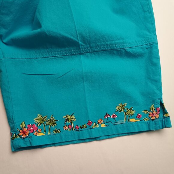 NWT Erika Cropped Pants Size 3X High Rise Straight Leg Turquoise Color Caribbean - Picture 11 of 11
